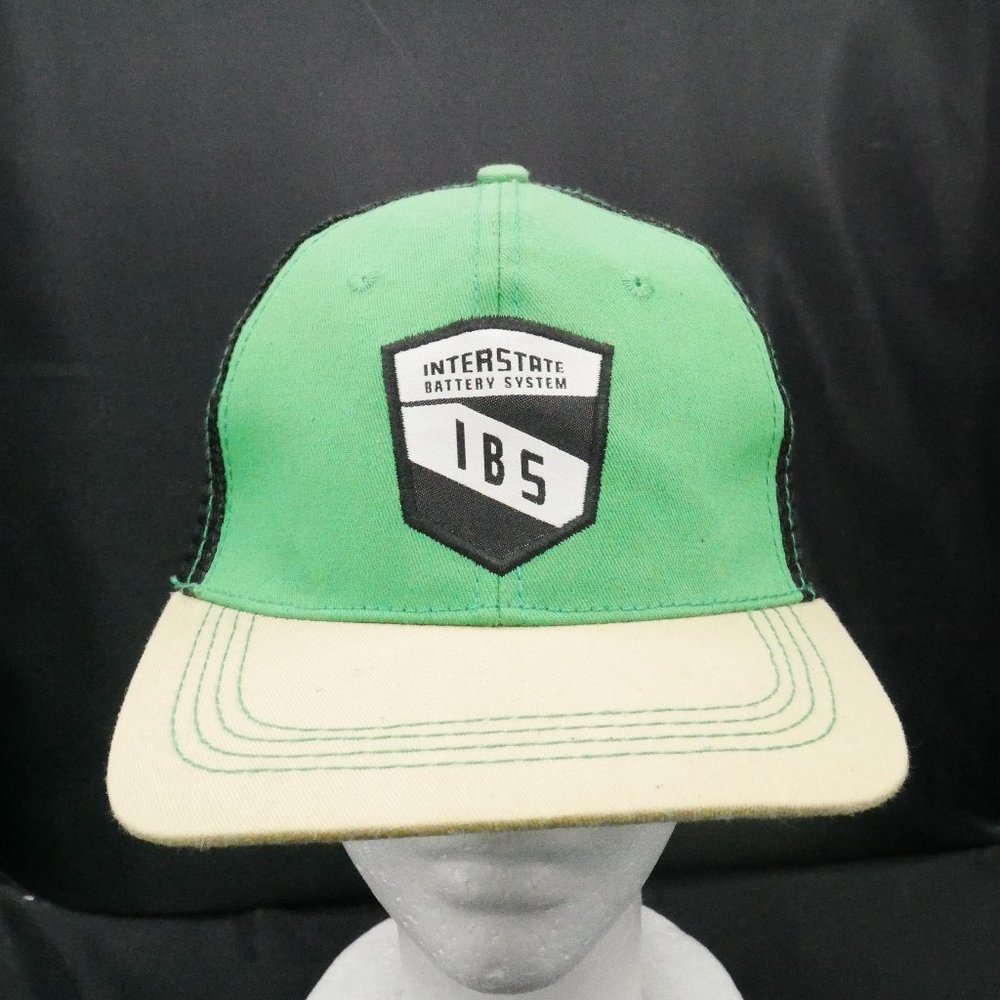 Interstate Battery System IBS Green Black Mesh Snapback Trucker Hat Cap Baseball